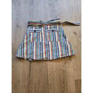 Caramel Huron Skirt Kids Size 6 Multi Stripe Belted Cotton A-Line